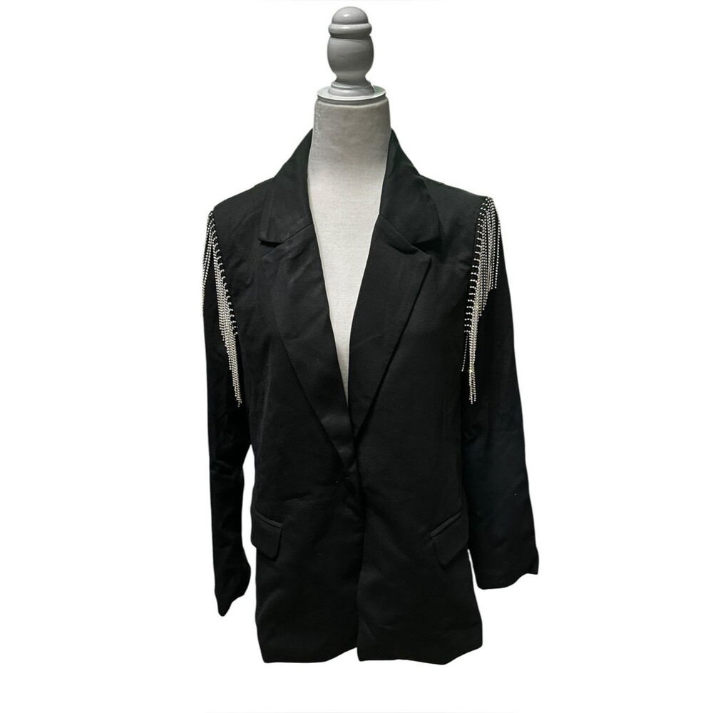 Blue B Black Rhinestone Fringe Blazer Jacket NWT Women’s Large Nashville Western